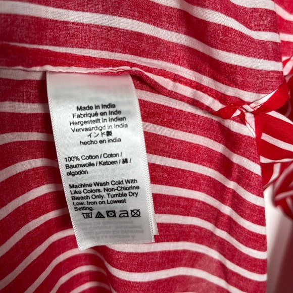 J. Crew Size XL Red Cotton voile beach shirt in stripe- - Picture 11 of 11